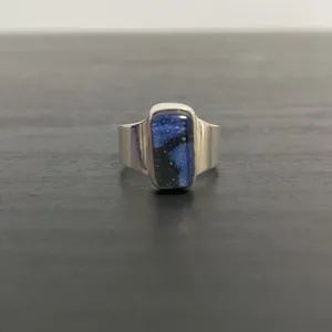 925 Sterling Silver Ring with Handblown Glass Stone Size 6¼ thumbnail 2