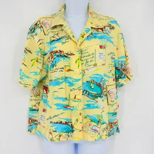 Vtg 90s Weekend Clothes Line Tropical Top Sz L Cabana Italian Summer Postcard thumbnail 2