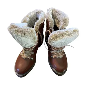 Women's Brown Faux‎ Fur Lined Lace Up Winter Snow Boots Size 6.5 thumbnail 1