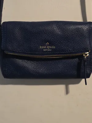 kate spade navy pebbled leather zipper wallet with gold hardware thumbnail 11