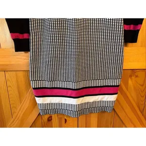 Kataya Black White Pink Long Sleeve Sheath Sweater Dress Size Large (6471) thumbnail 3