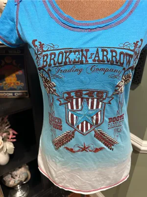 Panhandle Slim Broken Arrow Trading Co. Ombre Western Tee – Size Small thumbnail 2