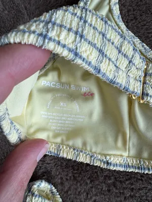 New with tag PacSun Ivory Jade Textured Halter Bikini Set (Top XS- Bottom Small) thumbnail 11