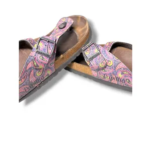 Papillio Birkenstock Pink Purple Paisley Thong Sandals Cork EU 41 US 10 thumbnail 6