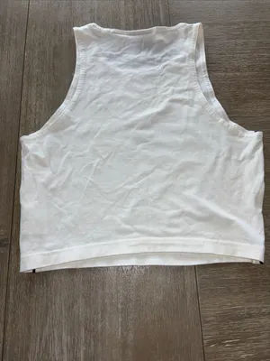 Nike White Crop Tank with Black Logo and Trim thumbnail 4