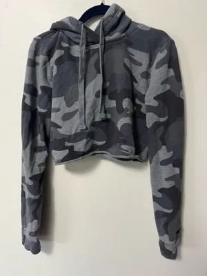 Hollister Gray Camo Cropped Hoodie thumbnail 1