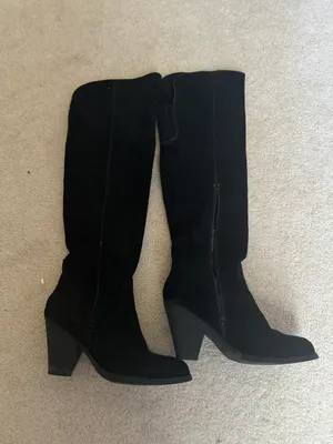 MIA Knee High Black Suede Boots thumbnail 1