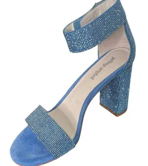Jeffrey Campbell Blue Rhinestone Block Heels Mismatched Size Left 7.5 Right 8 thumbnail 1