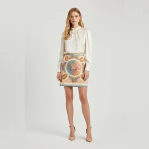Korean Romantic Elegant Tapestry Scarf Print Mini Skirt size 0 thumbnail 2
