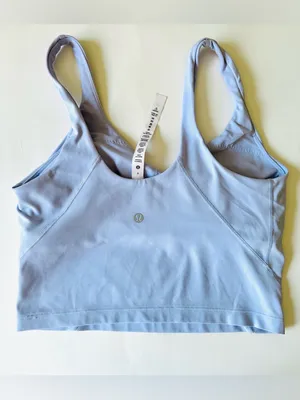 Lululemon Aling Tank Top Nulu Sz 8 With‎ Cup Light Blue V-Neck Sports Bralette thumbnail 2