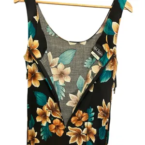 Vintage Y2K Maxi Dress 6‎ Black Tropical Floral Beaded Resort Beachwear Vacation thumbnail 6