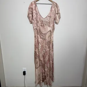 Tularosa VRG GRL Women Paloma Bias Babydoll Maxi Dress XL Pink Paisley Patchwork Ethereal thumbnail 10