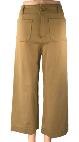Jones & Co Women's Tan High Rise Baggy Palazzo Wide Leg Trousers Pants Size 4 thumbnail 1