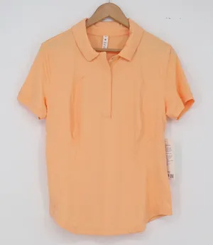 Lululemon Polo Shirt Womens 10 Quick-Drying SS Polo Sunny Coral Button-Down NEW thumbnail 1