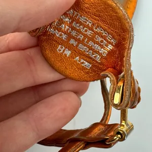 Tory Burch Ali Metallic Orange Sandals Sz 8 Strappy Logo Thong Flats thumbnail 13