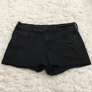 Old Navy Mid Rise Distressed Boyfriend Jean Shorts Black‎ 4 thumbnail 3