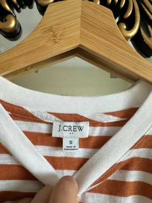 J.Crew Striped Orange and White T Shirt thumbnail 2