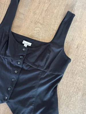 l’academie evonne black button tank top shirt thumbnail 4