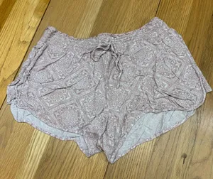 American Eagle‎ Outfitters Womens XL Distressed Pattern Lounge Shorts Pink White thumbnail 1