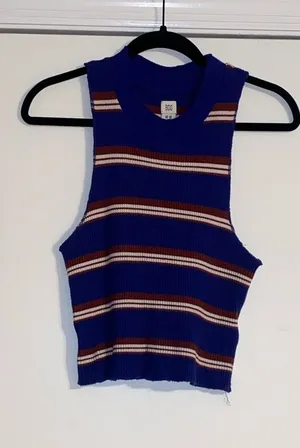 NWOT Blue/White/Red Striped Razorback Tank thumbnail 1