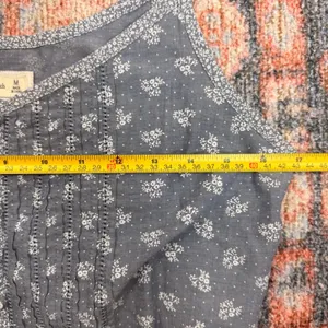 VTG. Abercrombie Fitch Blue Floral Button Front Tie Crop Top Cami Womens Medium thumbnail 4