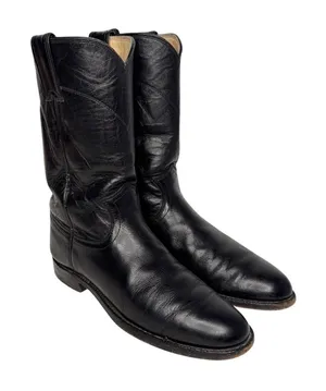 Justin Black Leather Western Boots Size 5.5 thumbnail 1
