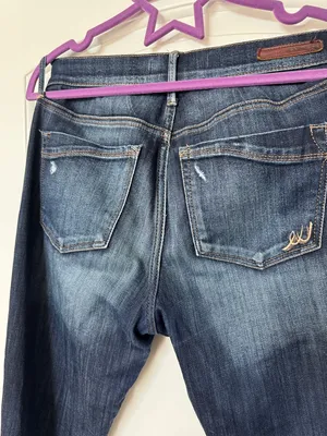 Express Dark Blue Distressed Skinny Jeans Size 6 LONG thumbnail 5