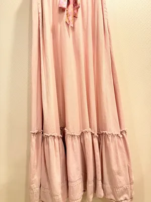 Free People Roucha Blue Shadow Cotton Tie Front Ruffle Hem Maxi Dress Size S thumbnail 6