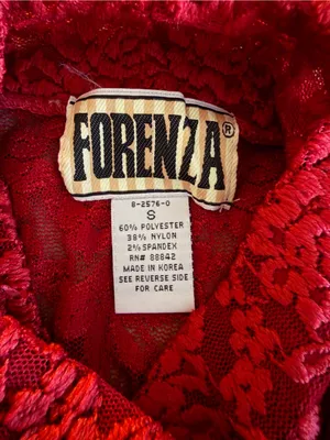 Forenza Red Lace Mock Neck Long Sleeve Top Scallop Hem Top Size Small 90’s Y2K thumbnail 6