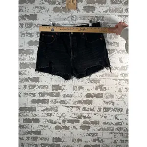 Levi’s | women black button fly denim shorts distressed thumbnail 5