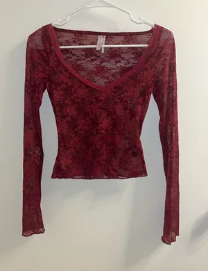 Out From Under Red Lace Top thumbnail 1
