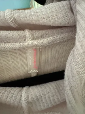 Free people movement cream oatmeal ribbed lightweight hoodie size large thumbnail 3