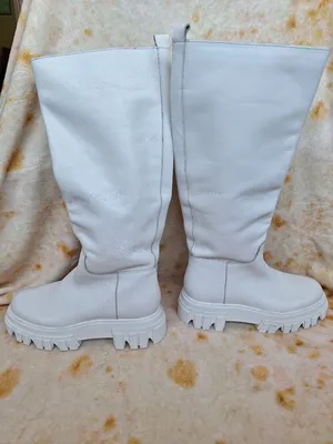 Marc Fisher LTD Malena White Leather Tall Lug Sole Platform Boots Size 8.5 thumbnail 4