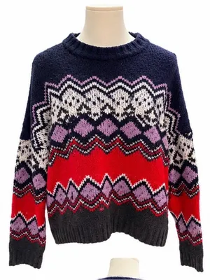 Aerie Fair Isle Geometric Crewneck Sweater Women’s Medium Cotton Blend thumbnail 1