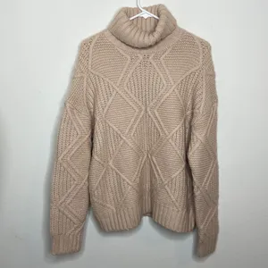 Caslon Women’s Chunky Cable Knit Turtleneck Sweater Size Medium NWOT thumbnail 8