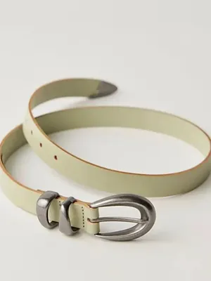 NWT Free People Siren Leather Belt in Dried Sage thumbnail 2