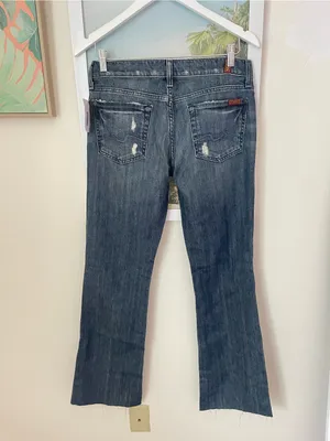 7 For All Mankind Bootcut Cotton Blend Denim Jeans in Freesia Cut Hem* Size 28 thumbnail 6