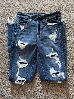 American Eagle Super High High Rise Jegging Dark Wash Distressed Jeans Size 4 Short thumbnail 2
