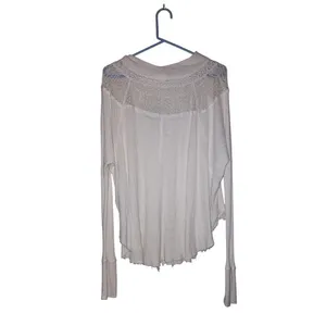 Free People Oversized Distressed Thermal - White, Size Small thumbnail 2