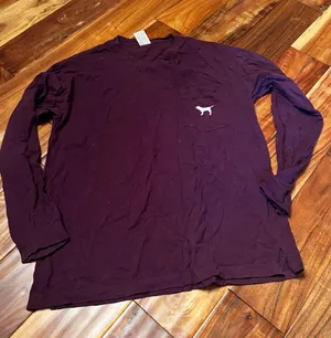 PINK - Victoria's Secret Women’s maroon long sleeve shirt. Size medium thumbnail 1