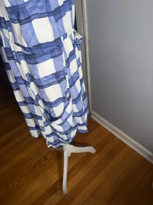 Maeve Blue and White Plaid Drawstring dress thumbnail 6