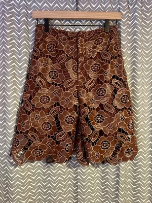 By Anthropologie | Floral Faux Leather Shorts, size US2 thumbnail 4