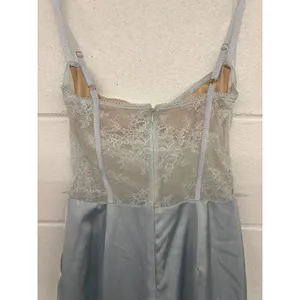 Katie May Sz Small Light Blue Tink Satin Lace Corset Wide Leg Cocktail Jumpsuit thumbnail 8