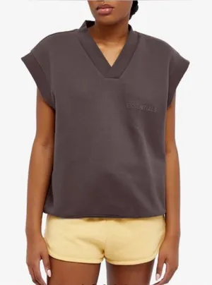 FEAR OF GOD‎ ESSENTIALS Grey PULLOVER V-NECK VEST Women’s Medium NEW thumbnail 1