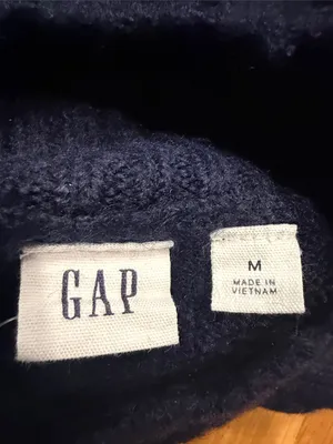 NWT Gap mocked neck ribbed navy blue sweater size medium. thumbnail 2