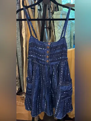 NWT Free People Ocean Ave Romper - blue combo indigo - XS thumbnail 7