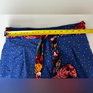 Anthropologie Ett Twa Printed Wide Leg Floral Pants Royal Blue 6 thumbnail 5
