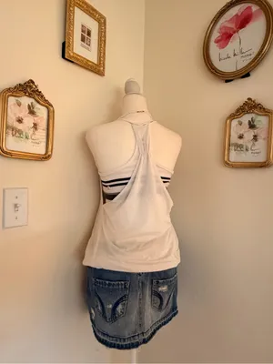 lululemon athletica White Sleeveless Pleated Cami with Black Trim thumbnail 4