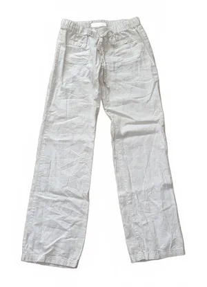 Y2K Angel Kiss Pants Low Rise Waisted Linen Blend White Women's Size Medium thumbnail 1
