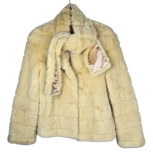 Incognita Cream Faux Fur Jacket Small Modacrylic Plush Glam Winter Coat thumbnail 1